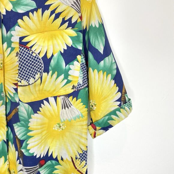 Vintage Albert Nipon Linen Blend Button Up Top Badminton Floral Womens 8 - Picture 3 of 4